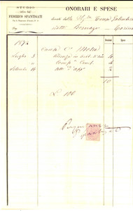 Manoscritto, lettera originale 1872 TORINO Parcella di Federico SPANTIGATI avvocato collegiato Autografo 1