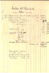 Documento originale, autentico 1904 TORINO Attivo ereditÃ  vedova ing. Carlo GALIMBERTI Manoscritto 1