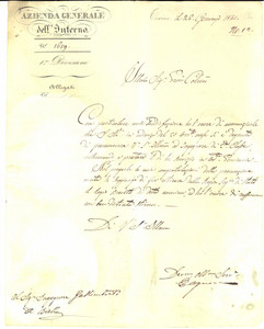 Documento originale, autentico 1841 TORINO Carlo GALIMBERTI ingegnere di 2 classe Autografo Carlo CAGNONE 1