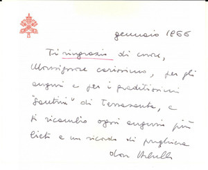Autografo originale 1966 CITTA  DEL VATICANO Auguri di mons. Achille SILVESTRINI Autografo 1