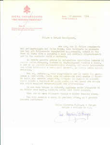 Autografo originale 1964 ROMA Ricordi di mons. Agostino DI BIAGIO dopo la Terrasanta Autografo 1