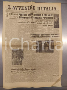 Giornale, rivista storica 1954 L AVVENIRE D ITALIA L Italia accoglie reduci dalla prigionia in RUSSIA 1