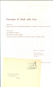 Oggetto da collezione cartaceo 1966 UNIVERSITA  DI MILANO Convegno di studi sulla Cina Programma 1