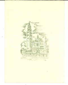 Oggetto da collezione cartaceo 1960 ca CREMONA Duomo e Torrazzo Biglietto auguri VINTAGE 13x17 cm 1
