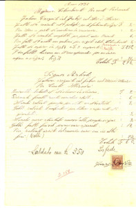 Documento originale, autentico 1937 CANEDOLE MN Conto agenzia COLOMBANOTTO per lavori barone FRANCHETTI 1