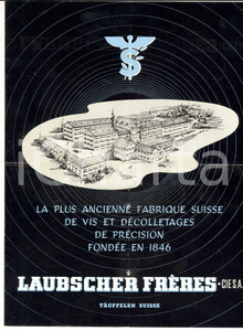 Materiale pubblicitario d’epoca 1950 ca TAUFFELEN CH Ditta LAUBSCHER FRERES Pezzi per ottica Pieghevole 1