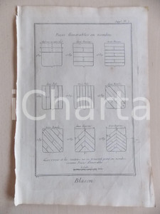 Stampa, bozzetto originale 1830 FRANCE HERALDIQUE Blason  PiÃ¨ces honorables Gravure ENCYCLOPEDIE 1