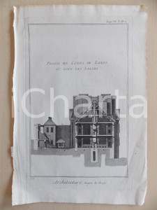 Stampa, bozzetto originale 1830 FRANCE ARCHITECTURE Bagne de BREST Logis Gravure 27x40 ENCYCLOPEDIE 1
