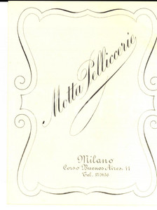 Materiale pubblicitario d’epoca 194950 MILANO Pelliccerie MOTTA Biglietto nuova collezione PUBBLICITARIO 1