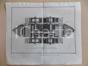 1830 FRANCE CHARPENTE Machine à remonter les bateaux *Gravure ENCYCLOPEDIE 50x40