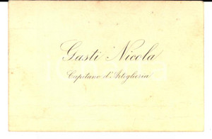 Oggetto da collezione cartaceo 1910 ca Biglietto da visita NICOLA GASTI Capitano di artiglieria 1