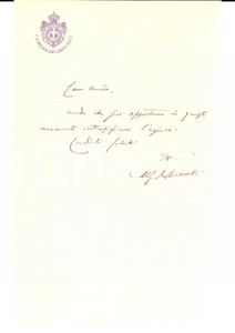 Autografo originale 1900 ca ROMA Bisogna intensificare l azione Autografo on. GUIDO BACCELLI 1