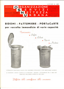 Materiale pubblicitario d’epoca 1964 ROMA Ditta Achille TALENTI Bidoni, pattumiere e portacarte PUBBLICITARIO 1