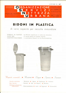 Materiale pubblicitario d’epoca 1964 ROMA Ditta Achille TALENTI Bidoni in plastica per immondizie PUBBLICITARIO 1