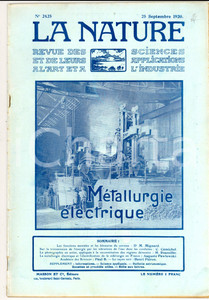 Giornale, rivista storica 1920 LA NATURE La mÃ©tallurgie Ã©lectrique Revue ILLUSTREE SCIENCE nÂ° 2425 1