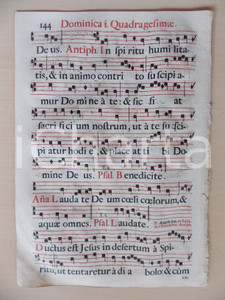Libro, pubblicazione d epoca 1700 ca ANTIFONARIO ROMANO Pagina canti in rosso e nero I domenica QUARESIMA 1