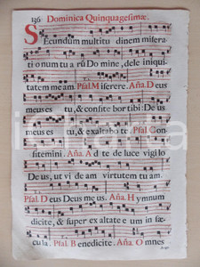 Libro, pubblicazione d epoca 1700 ca ANTIFONARIO ROMANO Pagina canti rosso e nero Domenica di QUINQUAGESIMA 1