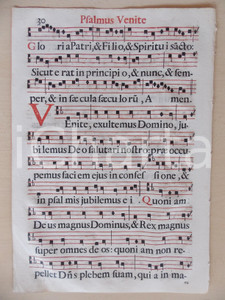 Libro, pubblicazione d epoca 1700 ca ANTIFONARIO ROMANO Pagina con canti rosso e nero Salmo VENITE PER ANNUM 1