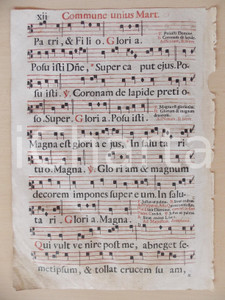 Libro, pubblicazione d epoca 1700 ca ANTIFONARIO ROMANO Pagina canti in rosso e nero COMMUNE UNIUS MARTYRIS 1