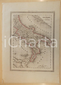 Stampa, bozzetto originale 1864 Atlante Universale  ITALIA Meridionale Province di Terraferma Ed. GUIGONI 1