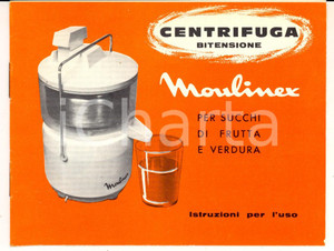 Materiale pubblicitario d’epoca 1970 ca MOULINEX Libretto di istruzioni per centrifuga bitensione ILLUSTRATO 1