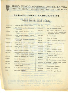 Documento originale, autentico 1938 MILANO Preventivo studio tecnico industriale ing. VILLA per parafulmini 1
