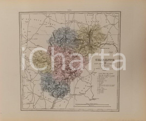 Stampa, bozzetto originale 1870 ca Grand Atlas DÃ©partemental de la France  Charente PILON Tav. 19 Mappa 1