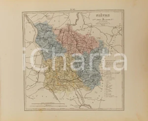 Stampa, bozzetto originale 1870 ca Grand Atlas Départemental de la France  NiÃ¨vre Ed. PILON Tav. 62 Mappa 1