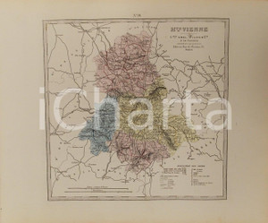 Stampa, bozzetto originale 1870 ca Grand Atlas DÃ©partemental de la France  Haute Vienne Ed. PILON Tav. 91 1