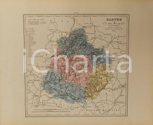 Stampa, bozzetto originale 1870 ca Grand Atlas DÃ©partemental de la France  Sarthe Ed. PILON Tav. 76 1