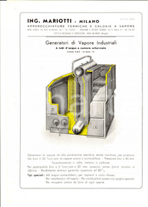 Materiale pubblicitario d’epoca 1950 ca MILANO ING. MARIOTTI  Generatori di vapore industriali a tubi d acqua 1