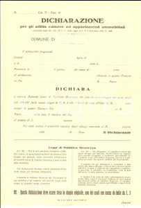 Documento originale, autentico 1932 Modulo per dichiarazione affitto camere e appartamenti ammobiliati 1