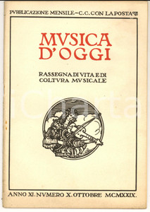 Giornale, rivista storica 1929 MUSICA D OGGI Giovanni Corrado VERLE  famoso organaro Rivista anno XI n°10 1