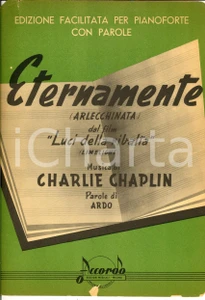 Oggetto da collezione cartaceo 1952 Charlie CHAPLIN LUCI DELLA RIBALTA Eternamente Arlecchinata Spartito 1
