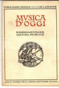 Giornale, rivista storica 1929 MUSICA D OGGI Musica popolare area di MACERATA Rivista anno XI nÂ°8 1