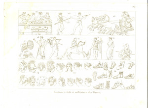 Stampa, bozzetto originale 1830 Anacharsis en GrÃ¨ce  Costumes civils et militaires des Grecs Gravure 41 1