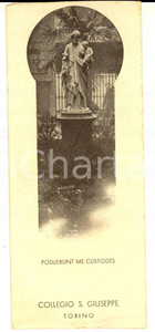 Oggetto da collezione cartaceo 1930 ca TORINO Collegio SAN GIUSEPPE Segnalibro statua Posuerunt me custodes 1