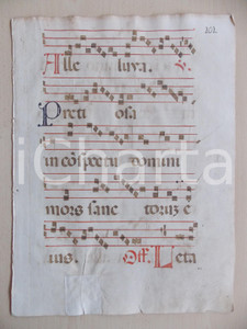 Libro, pubblicazione d epoca 1600 ca ANTIFONARIO ROMANO Pagina manoscritta canti rosso nero Salmo PRETIOSA 1