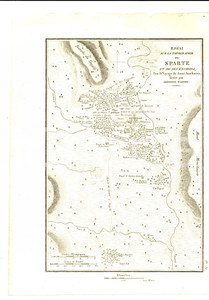 Stampa, bozzetto originale 1830 Anacharsis en GrÃ¨ce  Topographie de SPARTE Gravure TARDIEU pl. 33 1