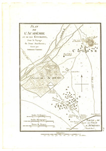 Stampa, bozzetto originale 1830 Anacharsis en GrÃ¨ce  Plan de l AcadÃ©mie Gravure Ambroise TARDIEU pl. 11 1