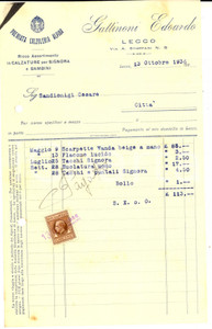 Documento originale, autentico 1936 LECCO Edoardo GATTINONI Premiata Calzoleria Alpina Fattura intestata 1