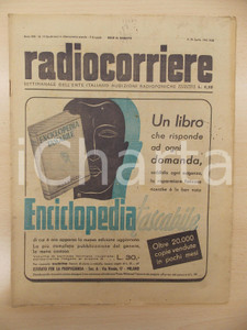 Giornale, rivista storica 1943 RADIOCORRIERE EIAR Ventennale dell  Arma azzurra Rivista anno XIX nÂ°14 1