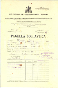 Oggetto da collezione cartaceo 1940 MILANO Istituti UMANITARIA istruzione professionale Pagella Elisa MUTTI 1