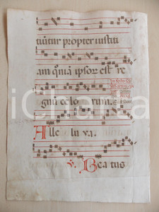 Libro, pubblicazione d epoca 1600 ca ANTIFONARIO ROMANO Pagina manoscritta rosso nero Salmo BEATI MUNDO CORDE 1
