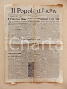 Giornale, rivista storica 1939 IL POPOLO D ITALIA Giuseppe BOTTAI sulla Carta della Scuola DANNEGGIATO 1