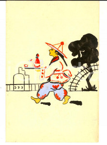 Stampa, bozzetto originale 1950 ca ARTE Giapponese serve il sakÃ¨ Bozzetto a china ACQUERELLATO 10x15 cm 1