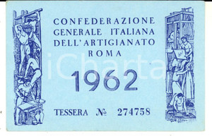 Oggetto da collezione cartaceo 1962 RAVENNA Tessera  Confederazione Generale dell Artigianato 1