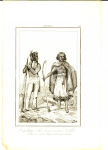 Stampa, bozzetto originale 1830 ca Domeny DE RIENZI Oceania  Capo CHONGUI e TOUAI Stampa nÂ° 181 1