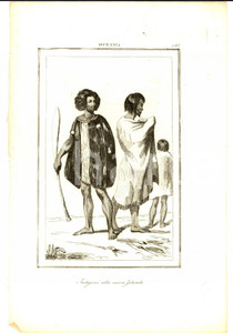 Stampa, bozzetto originale 1830 ca Domeny DE RIENZI Oceania  Indigeni alla Nuova Zelanda Stampa nÂ° 183 1