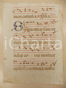 Libro, pubblicazione d epoca 1600 ca ANTIFONARIO ROMANO Pagina manoscritta canti rosso nero Salmo SAPIENTIAM 1